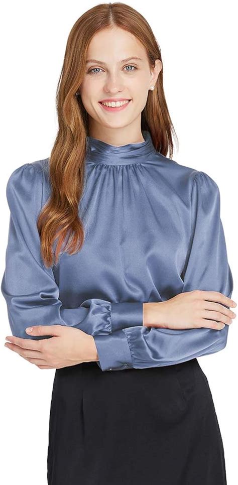 Check Silk Blouse in Royal 